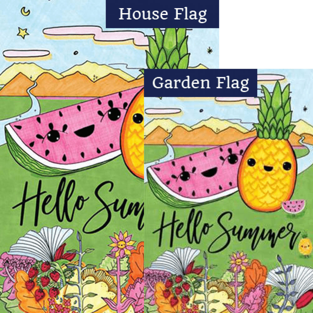 Hello Summer Double Sided Flags Set (2 Pieces)