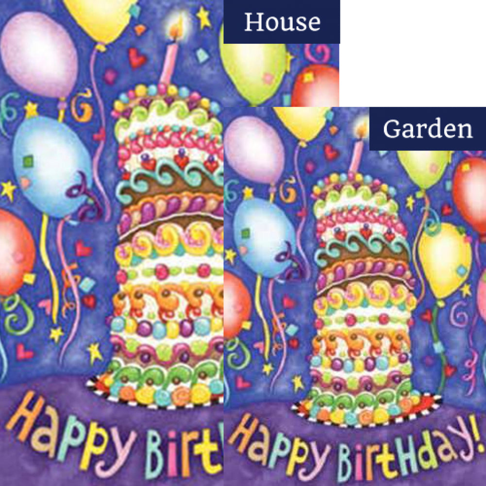 Happy Birthday Cake Balloons Flags Set (2 Pieces)