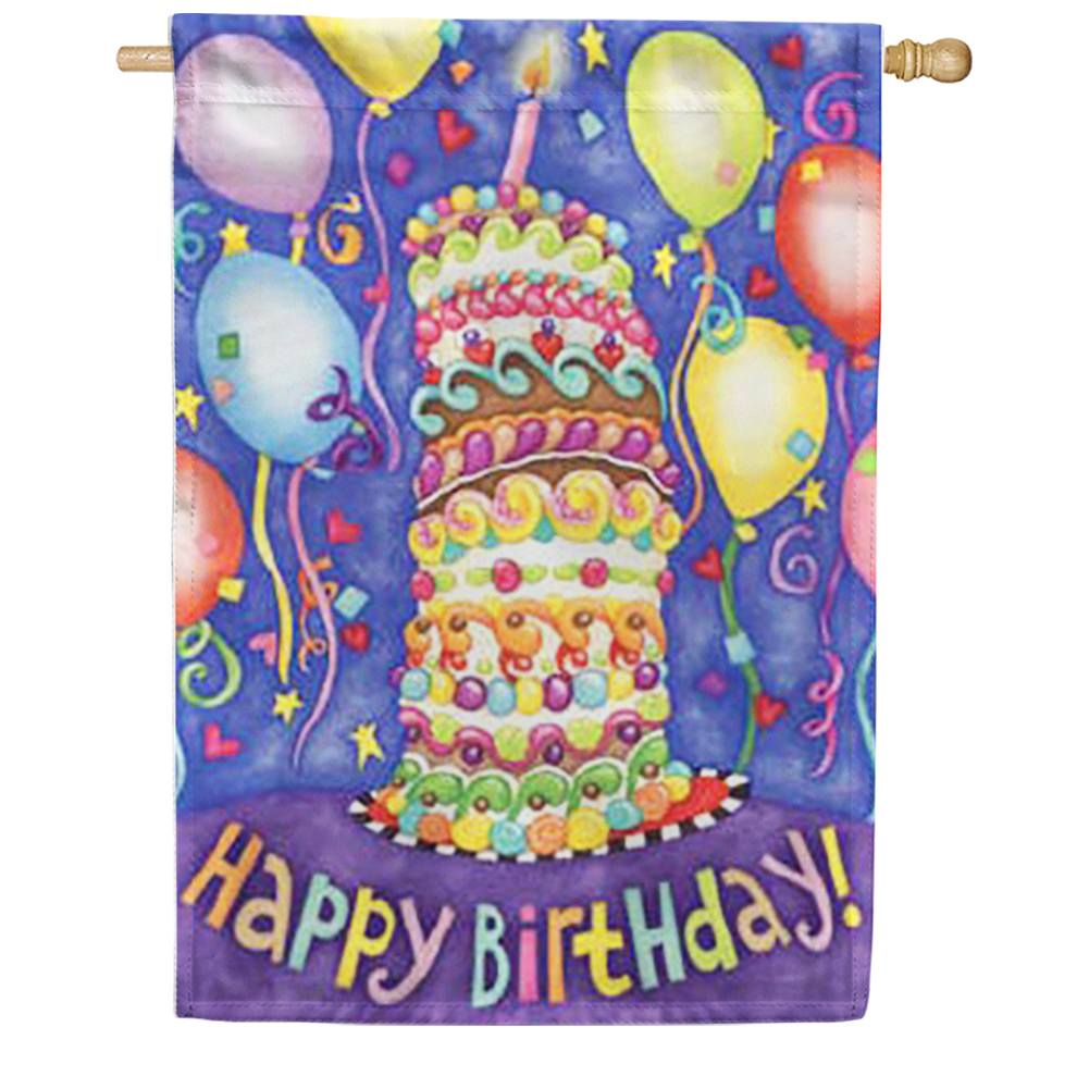 Happy Birthday Cake Balloons House Flag
