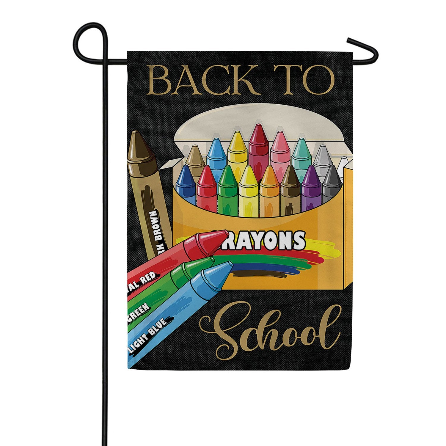 School Crayons Garden Flag