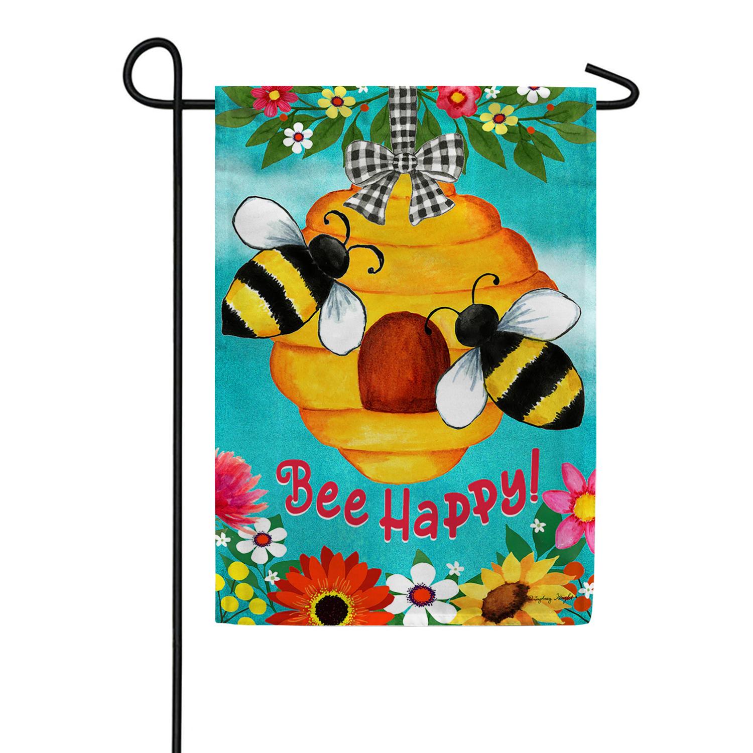 Toland Bee Happy Hive Garden Flag