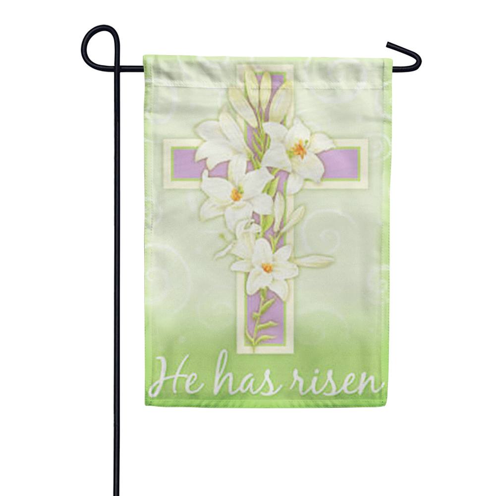 Easter Cross He Has Risen Garden Flag