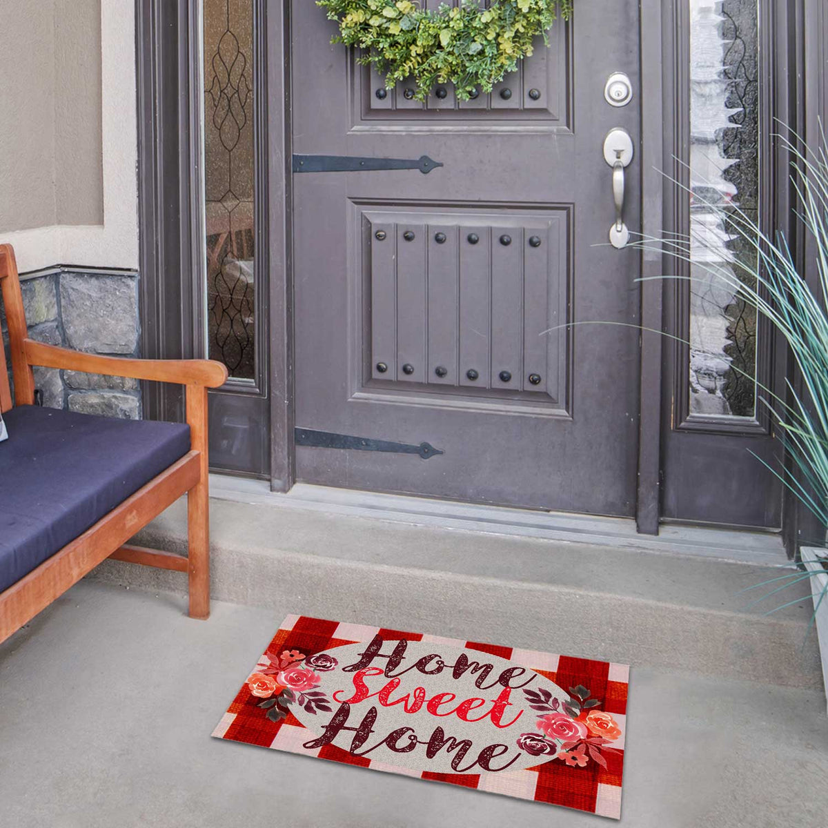 Red Gingham Doormat