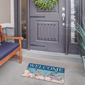 Blue Flower Garden Doormat