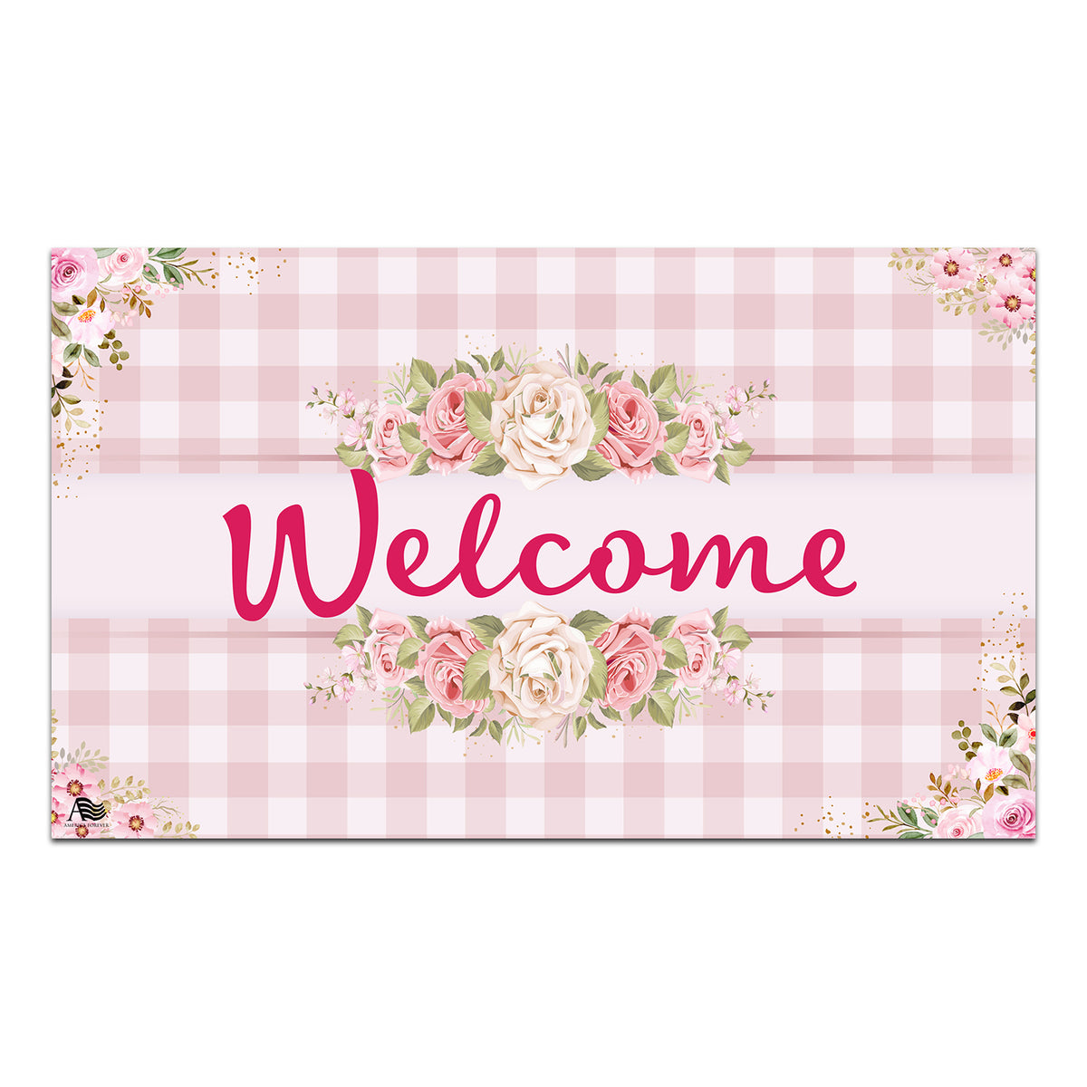 Rose Gingham Doormat