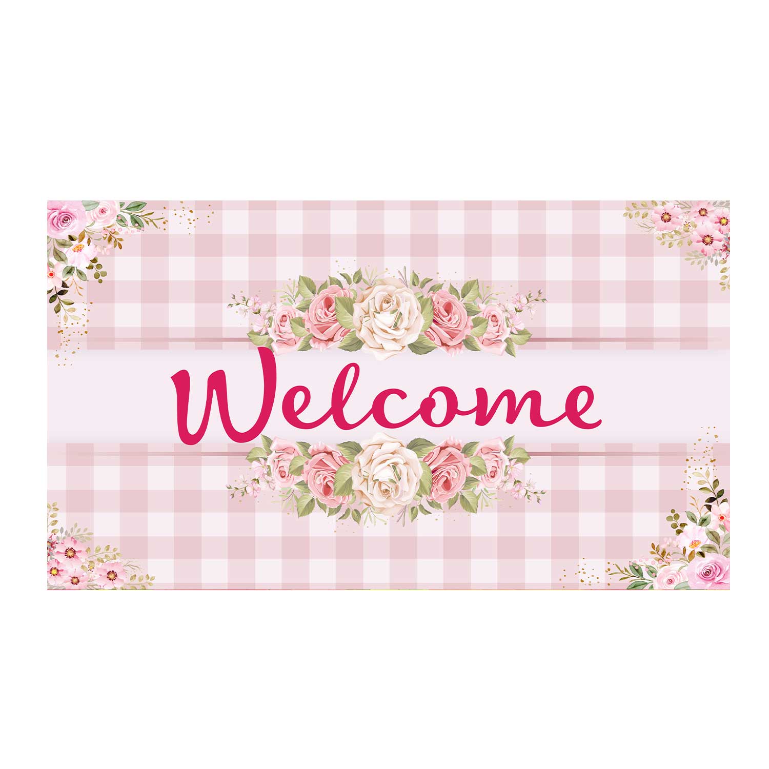 Rose Gingham Doormat