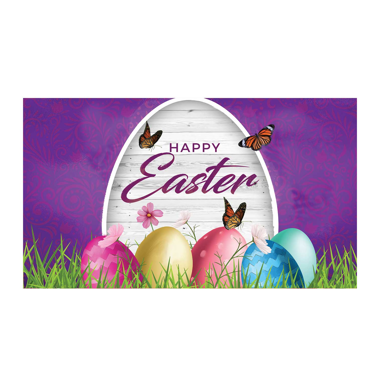 Wood Grain Easter Wishes Doormat