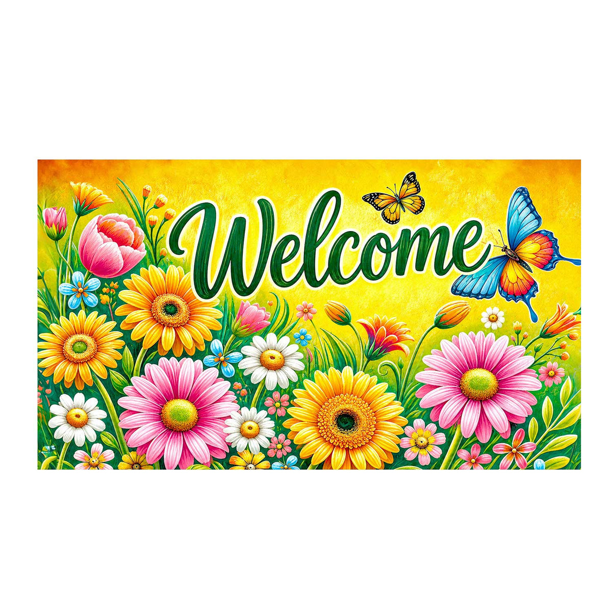 Welcome Spring Flowers & Butterflies Doormat