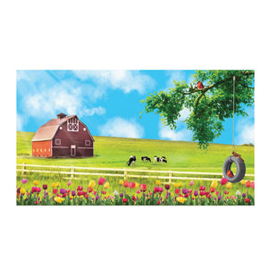 Spring Farm Swing and Tulips Doormat