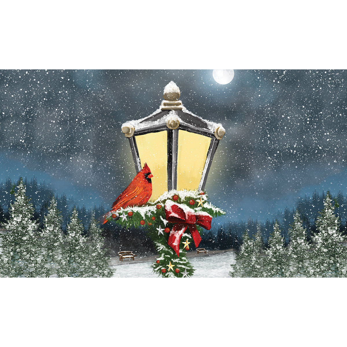 Winter Lamp Warmth Doormat