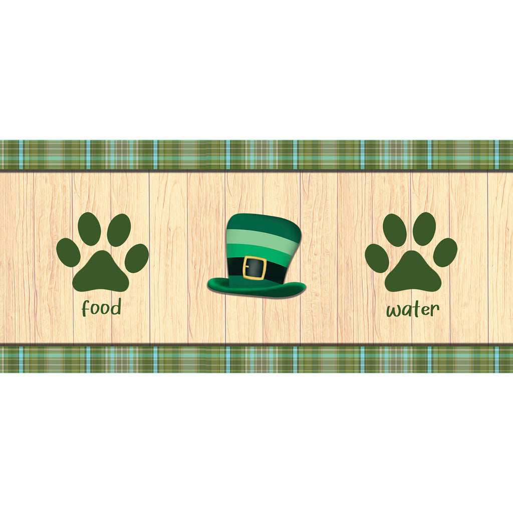 Green Striped Leprechaun Hat Pet Feeding Mat
