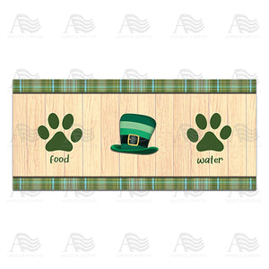 Green Striped Leprechaun Hat Pet Feeding Mat