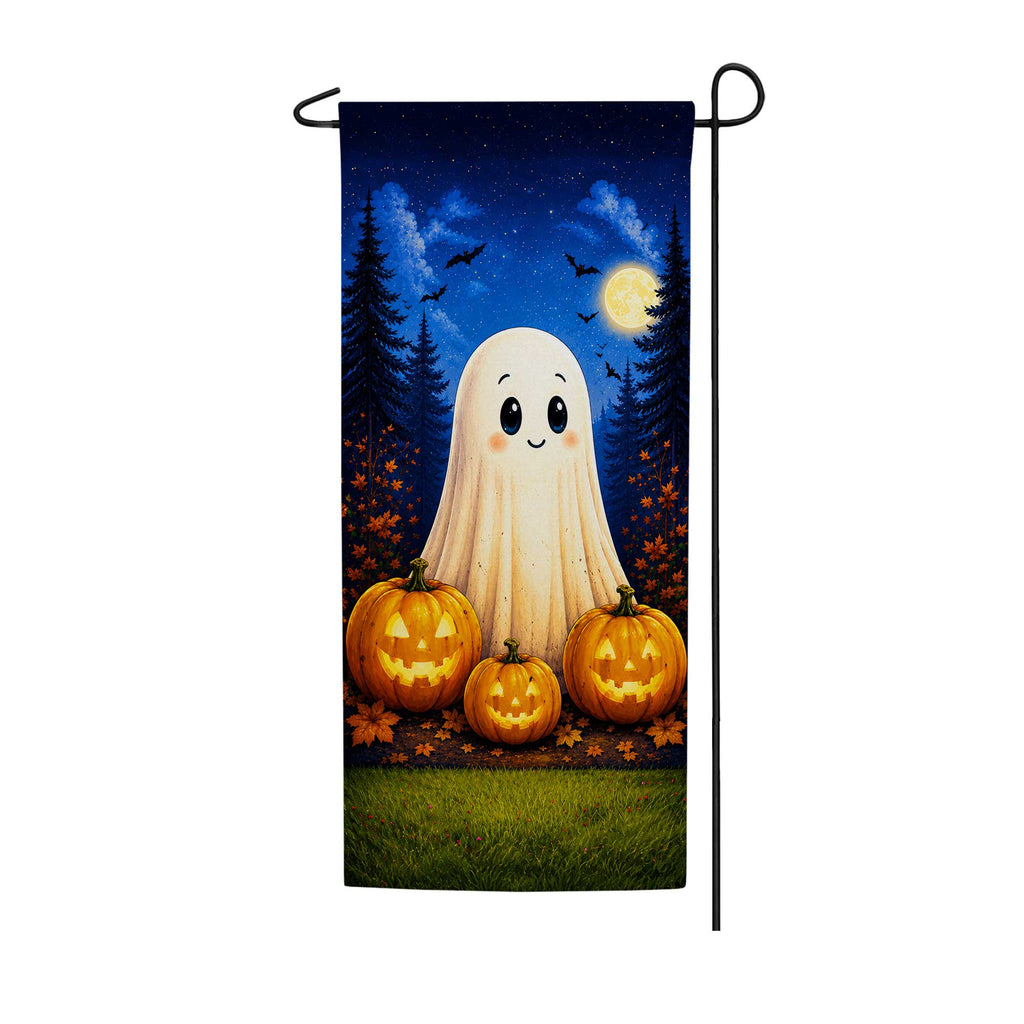 Cute Ghost and Pumpkins Garden Banner Flag