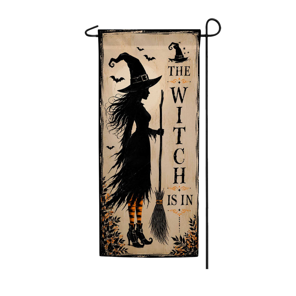 The Witch Is In Garden Banner Flag