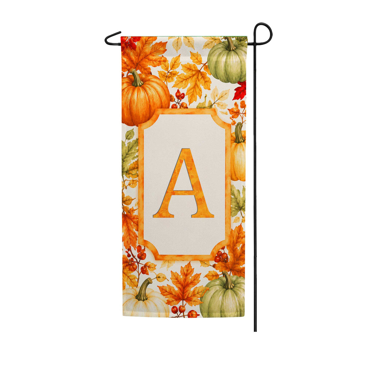 Fall Pumpkin Monogram Double Sided Banner Garden Flag 12.5" x 28"