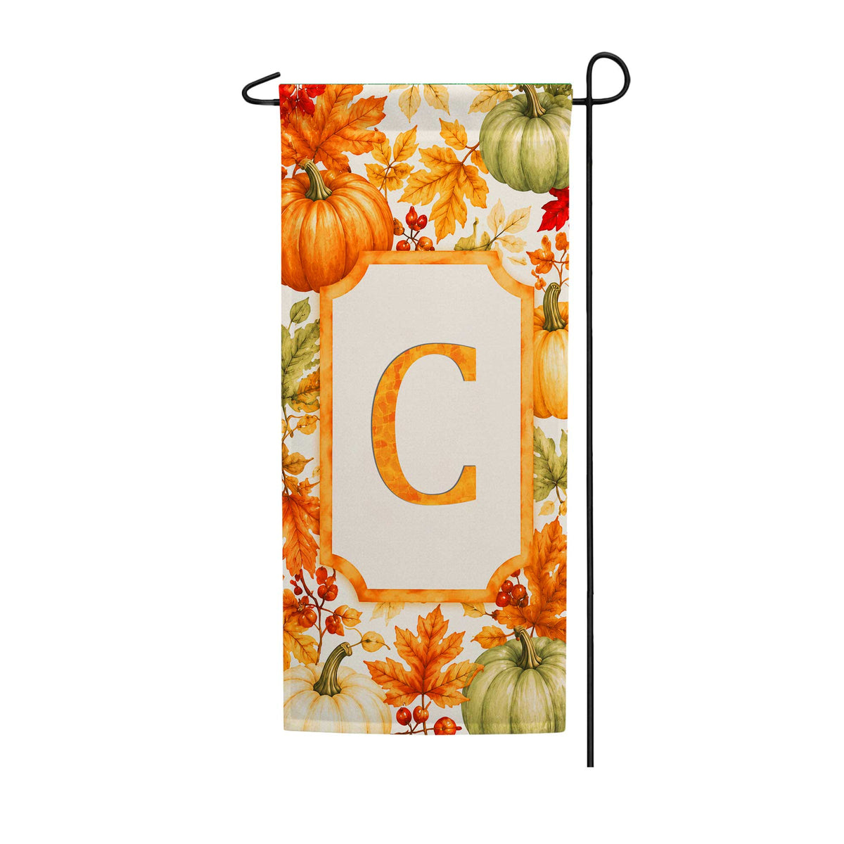 Fall Pumpkin Monogram Double Sided Banner Garden Flag 12.5" x 28"