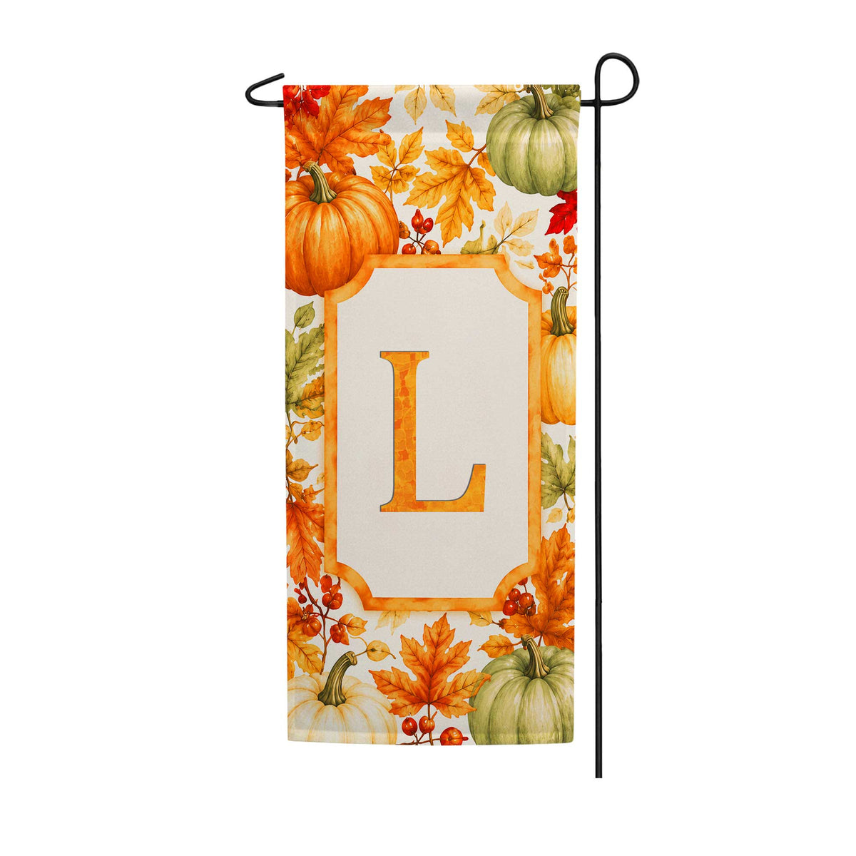 Fall Pumpkin Monogram Double Sided Banner Garden Flag 12.5" x 28"