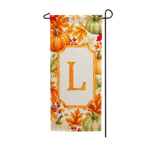 Fall Pumpkin Monogram Double Sided Banner Garden Flag 12.5" x 28"