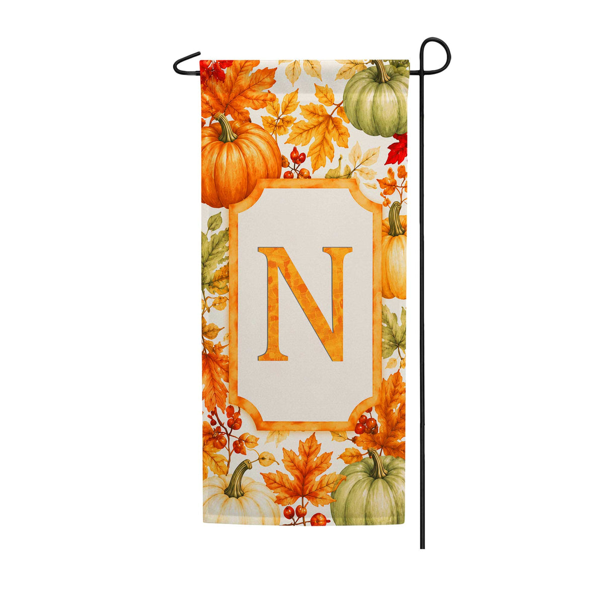 Fall Pumpkin Monogram Double Sided Banner Garden Flag 12.5" x 28"
