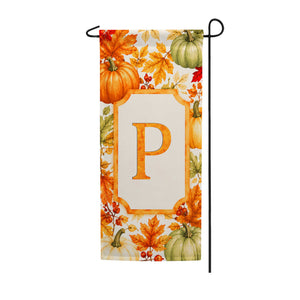 Fall Pumpkin Monogram Double Sided Banner Garden Flag 12.5" x 28"