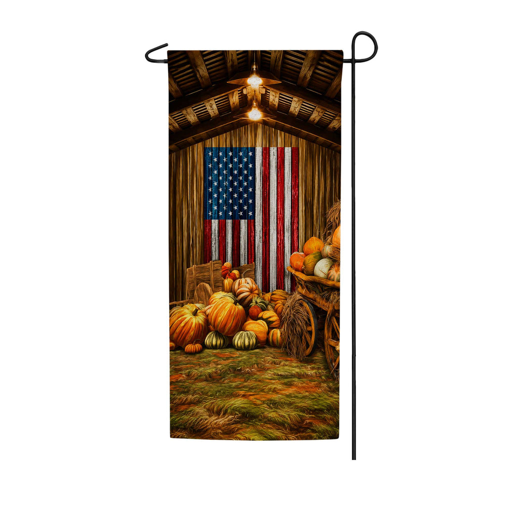 Harvested With American Pride Garden Banner Flag