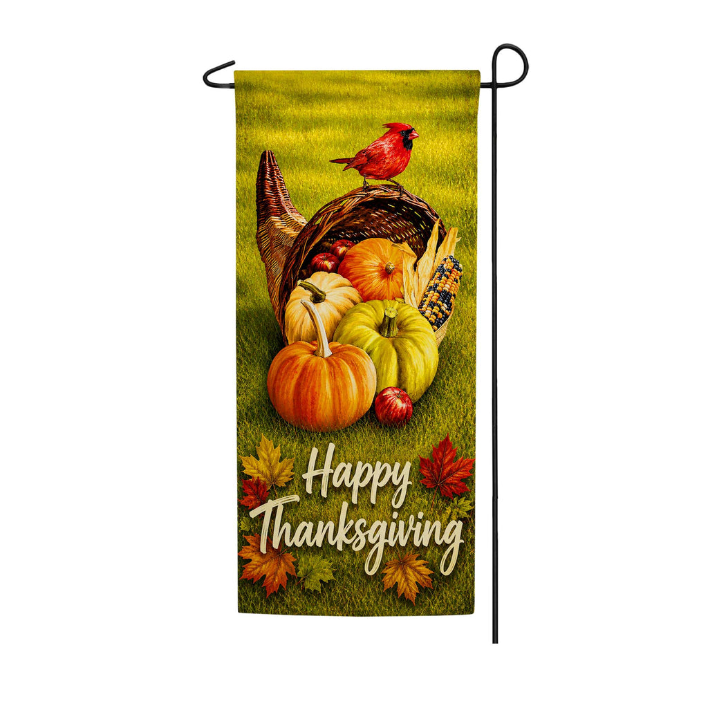 Cardinal Atop Cornucopia Garden Banner Flag