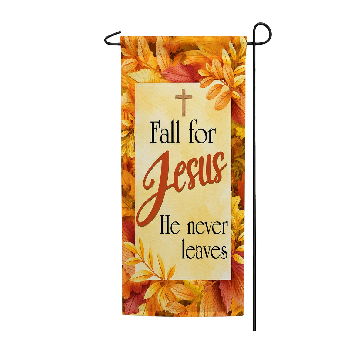 Fall For Jesus Leaf Border Garden Banner Flag
