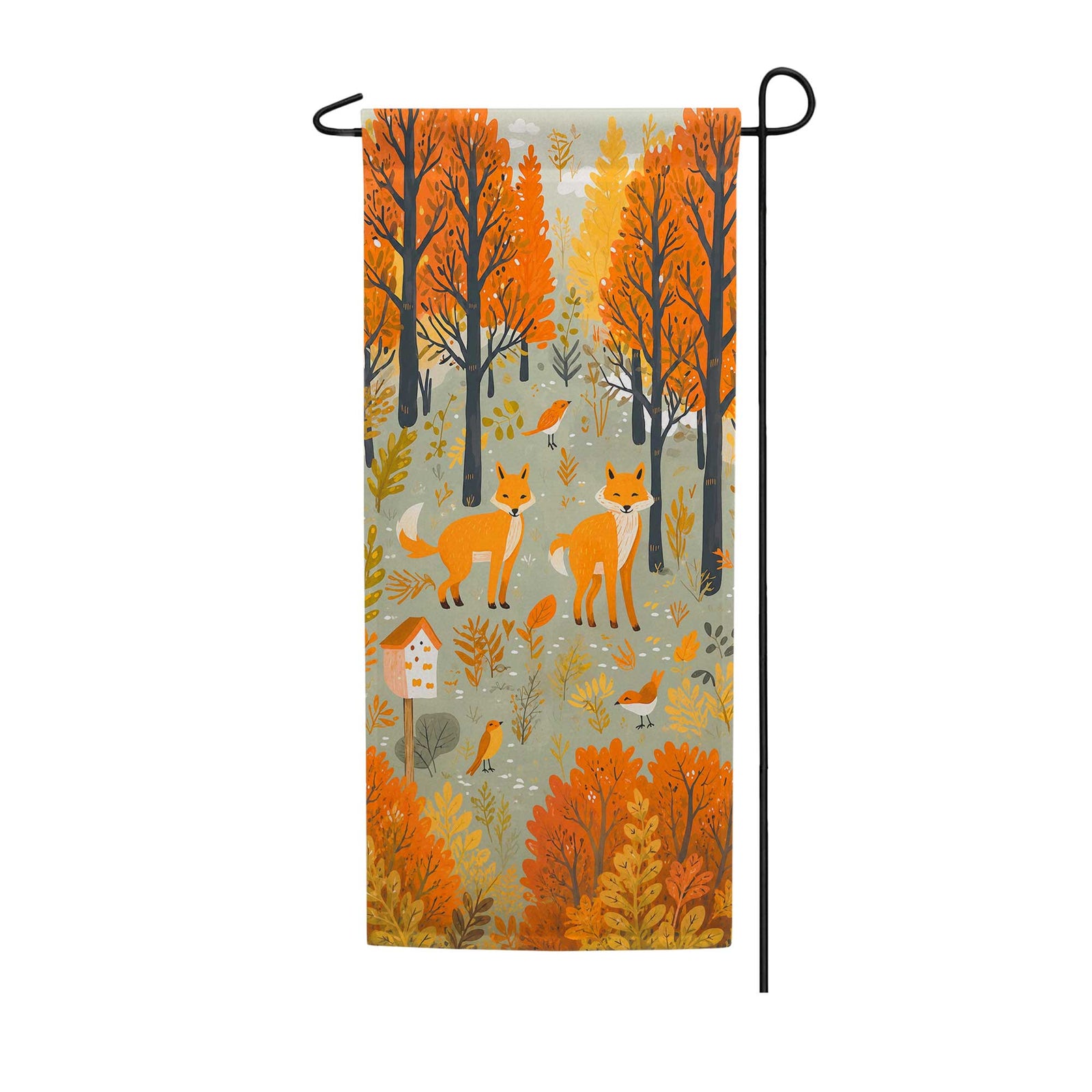 Foxes In Fall Forest Garden Banner Flag