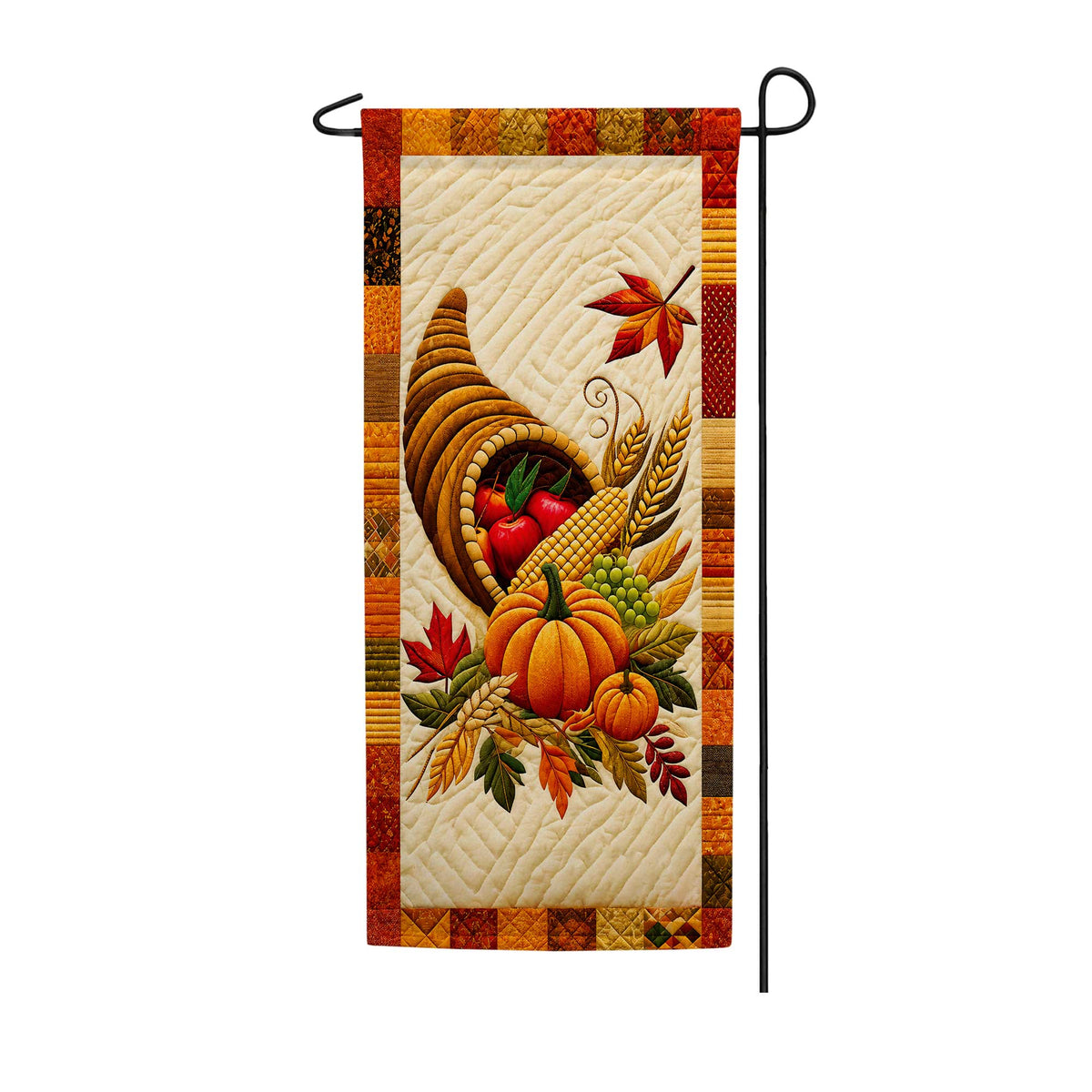 Quilted Cornucopia Harvest Garden Banner Flag