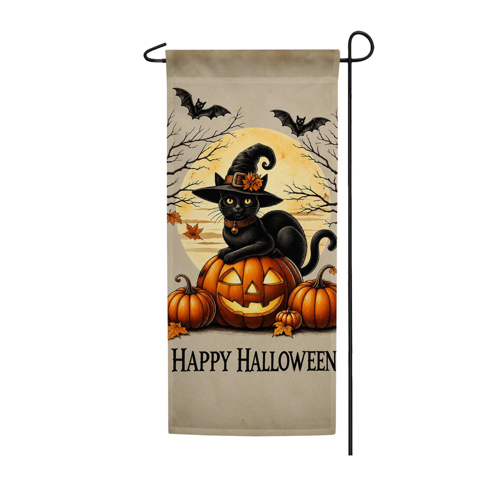 Happy Halloween Witch Cat Gaden Banner Flag