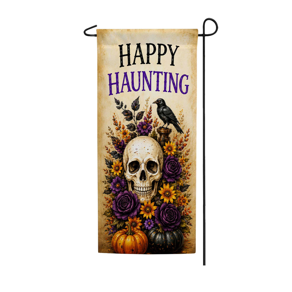 Happy Haunting Skull Floral Garden Banner Flag