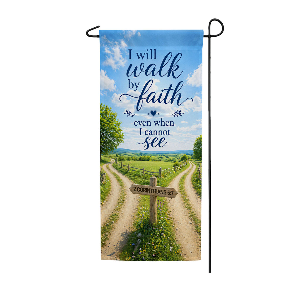 Country Road Faith Double Sided Banner Garden Flag 12.5" x 28"