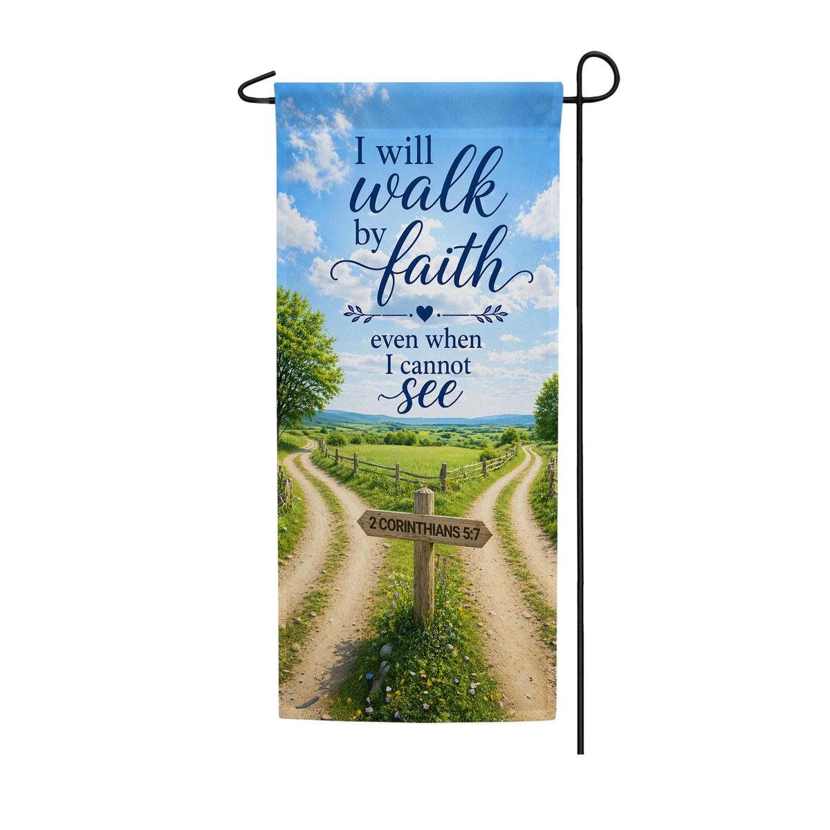 Country Road Faith Double Sided Banner Garden Flag 12.5" x 28"