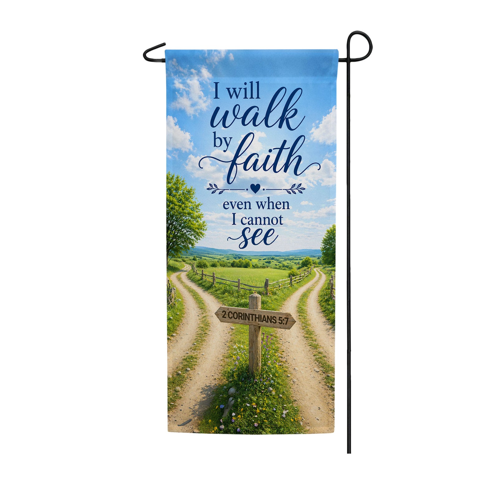 Country Road Faith Double Sided Banner Garden Flag 12.5" x 28"