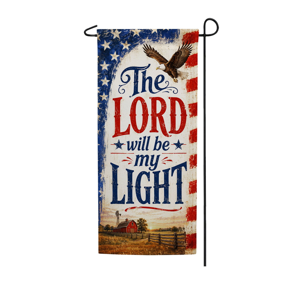 Patriotic Lord Will Be My Light Double Sided Banner Garden Flag 12.5" x 28"