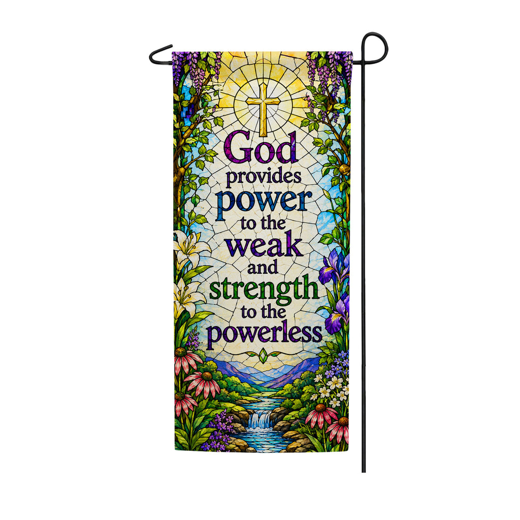 Stained Glass Cross Inspirational Double Sided Banner Garden Flag 12.5" x 28"