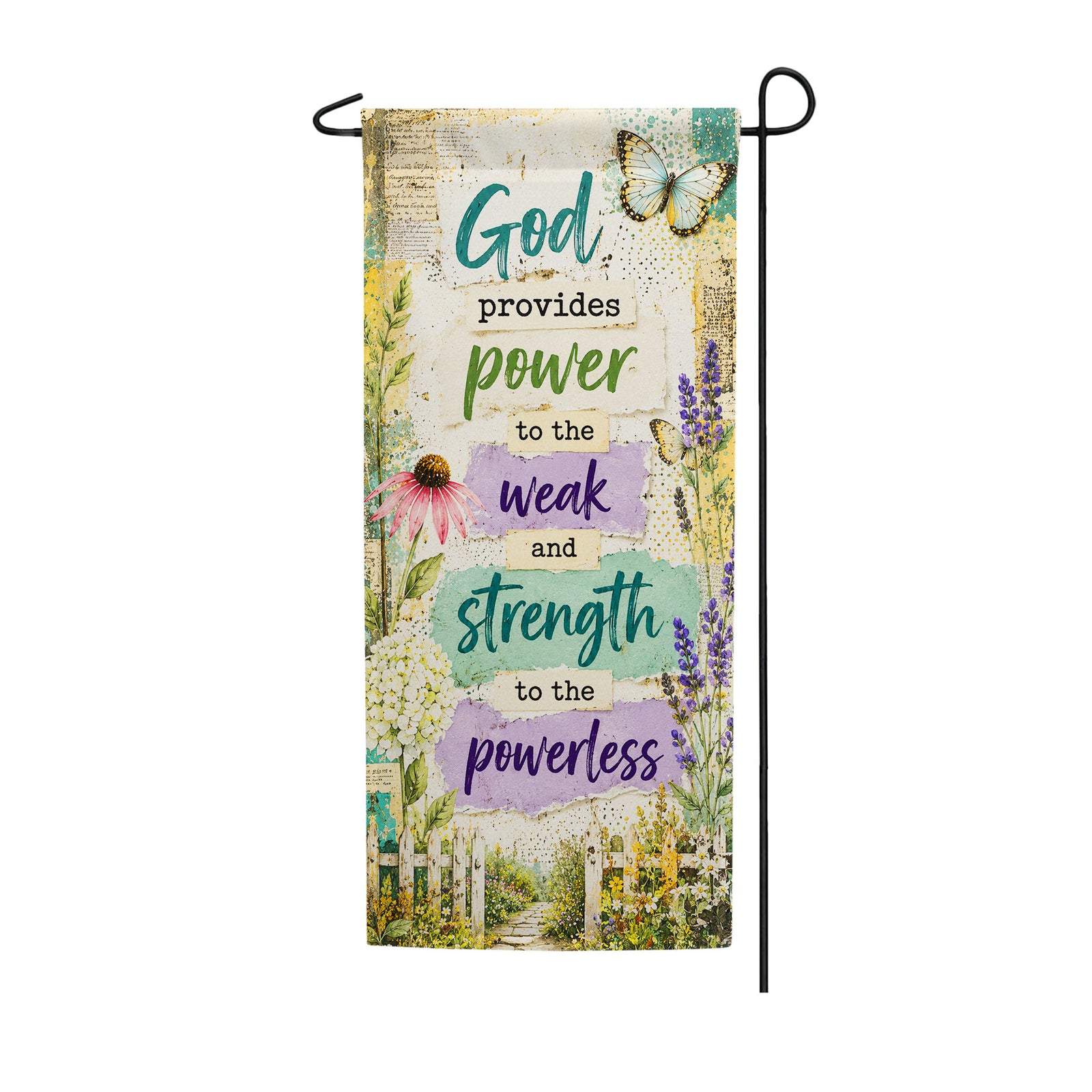 God Provides Power to the Weak Inspirational Double Sided Garden Banner Flag 12.5 x 28 inch