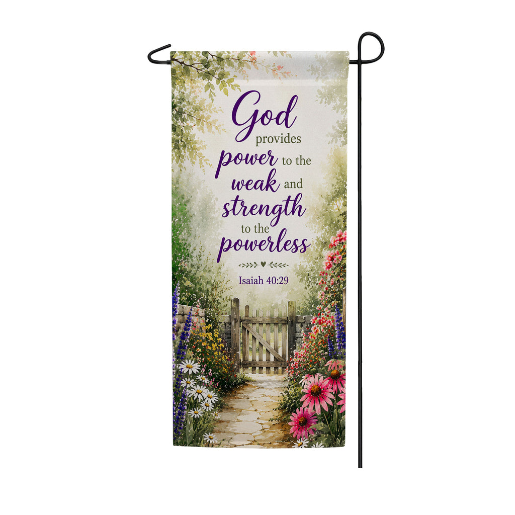 Isaiah 40:29 God Provides Power Double Sided Banner Garden Flag 12.5" x 28"