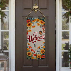 Welcome Sunflower Butterfly Double Sided Garden Banner Flag 12.5 x 28 inch
