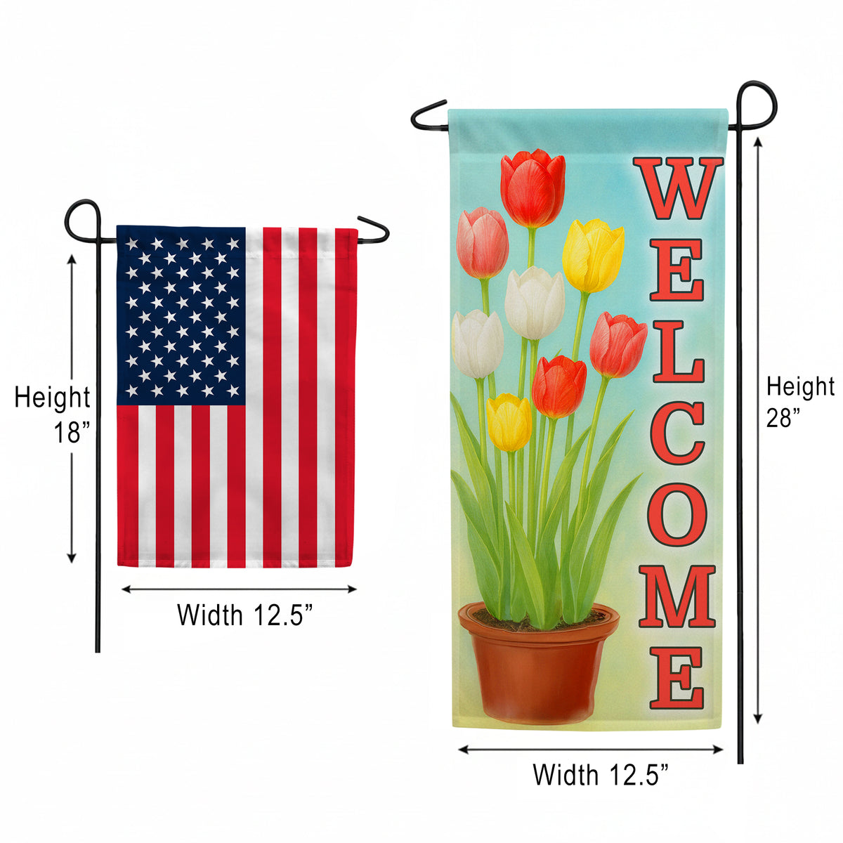 Welcome Spring Tulips Double Sided Garden Banner Flag 12.5 x 28 inch