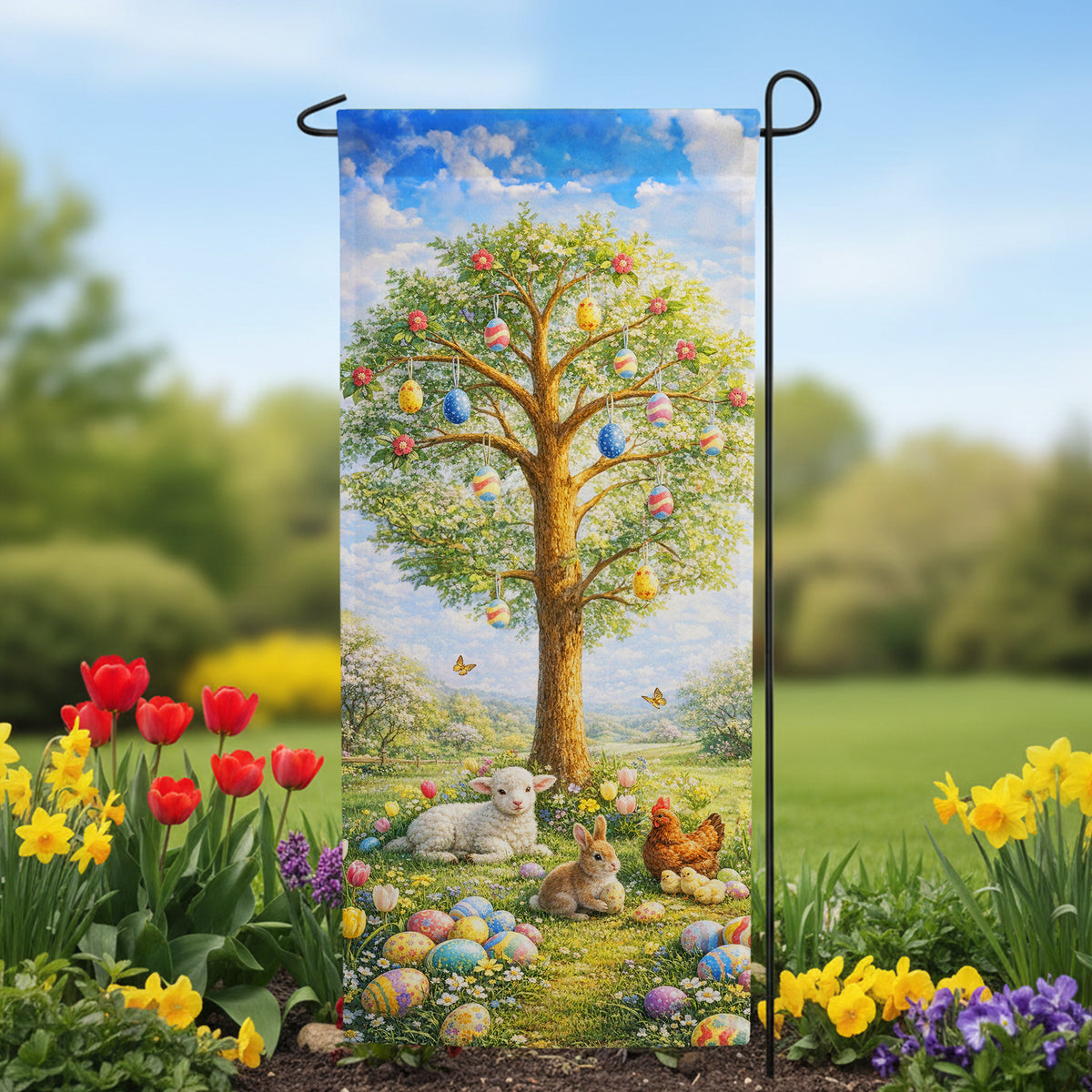 Easter Egg Tree Garden Banner