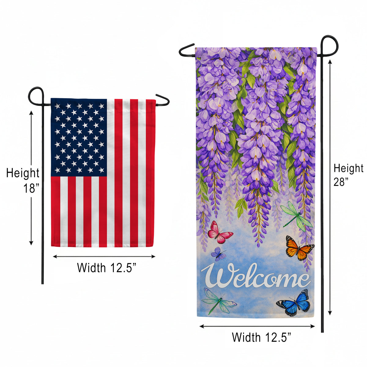 Wisteria Welcome Butterflies Garden Banner