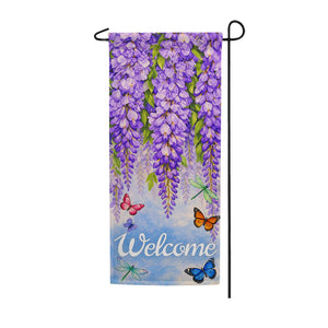 Wisteria Welcome Butterflies Garden Banner