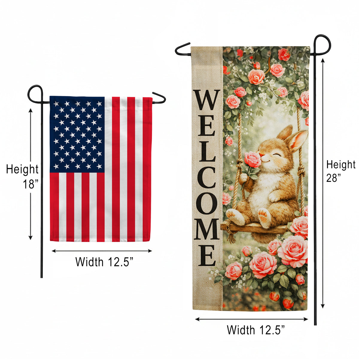 Welcome Bunny on Swing Garden Banner