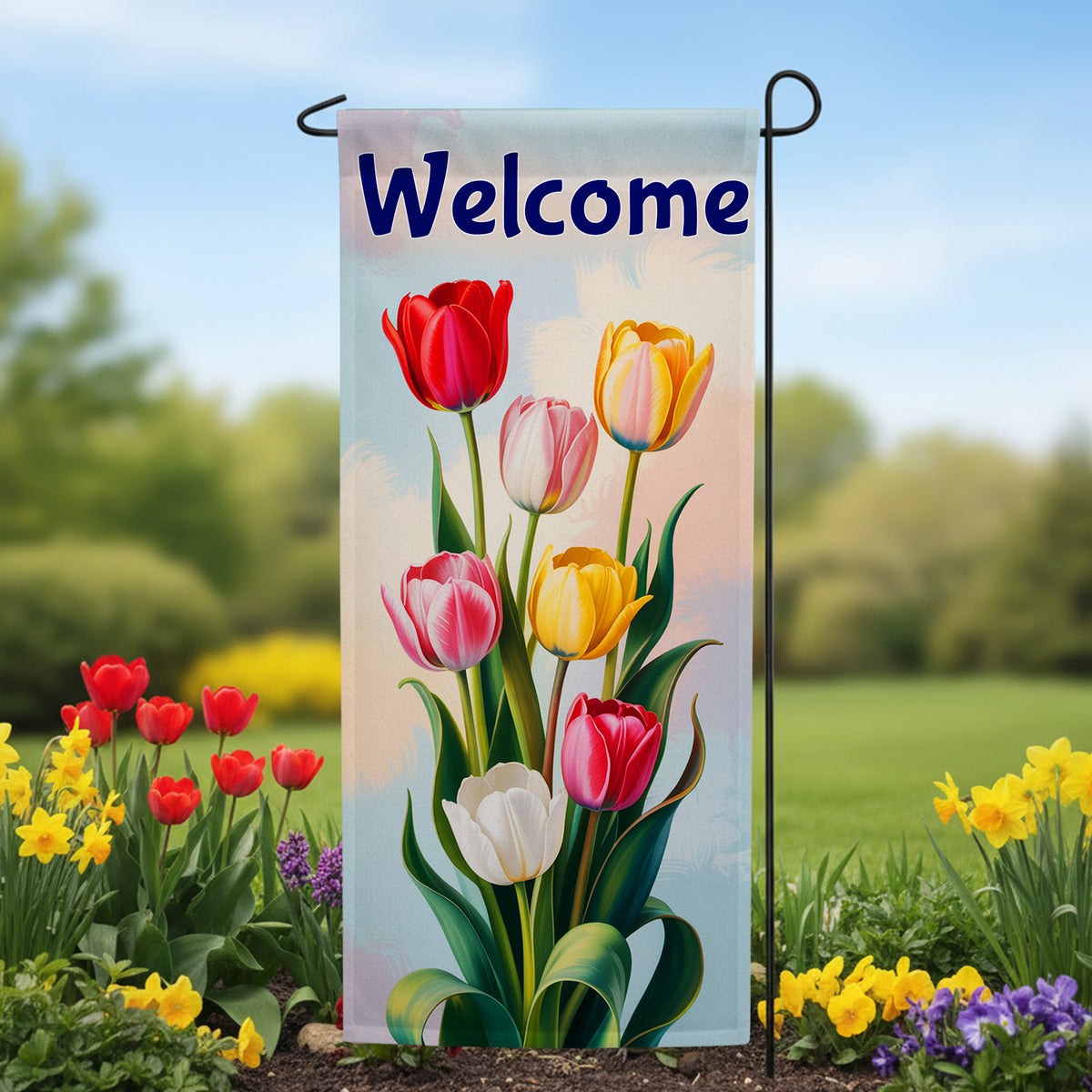 Welcome Tulips Garden Banner
