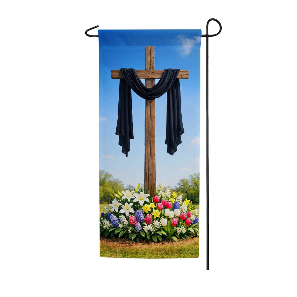 Good Friday Wooden Cross Garden Banner