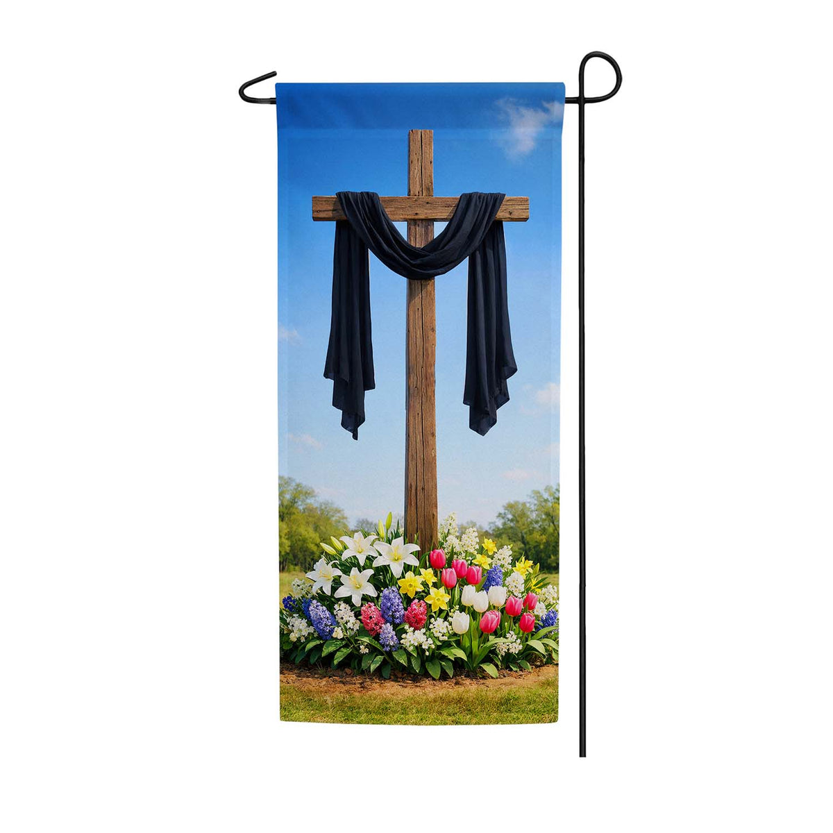 Good Friday Wooden Cross Garden Banner