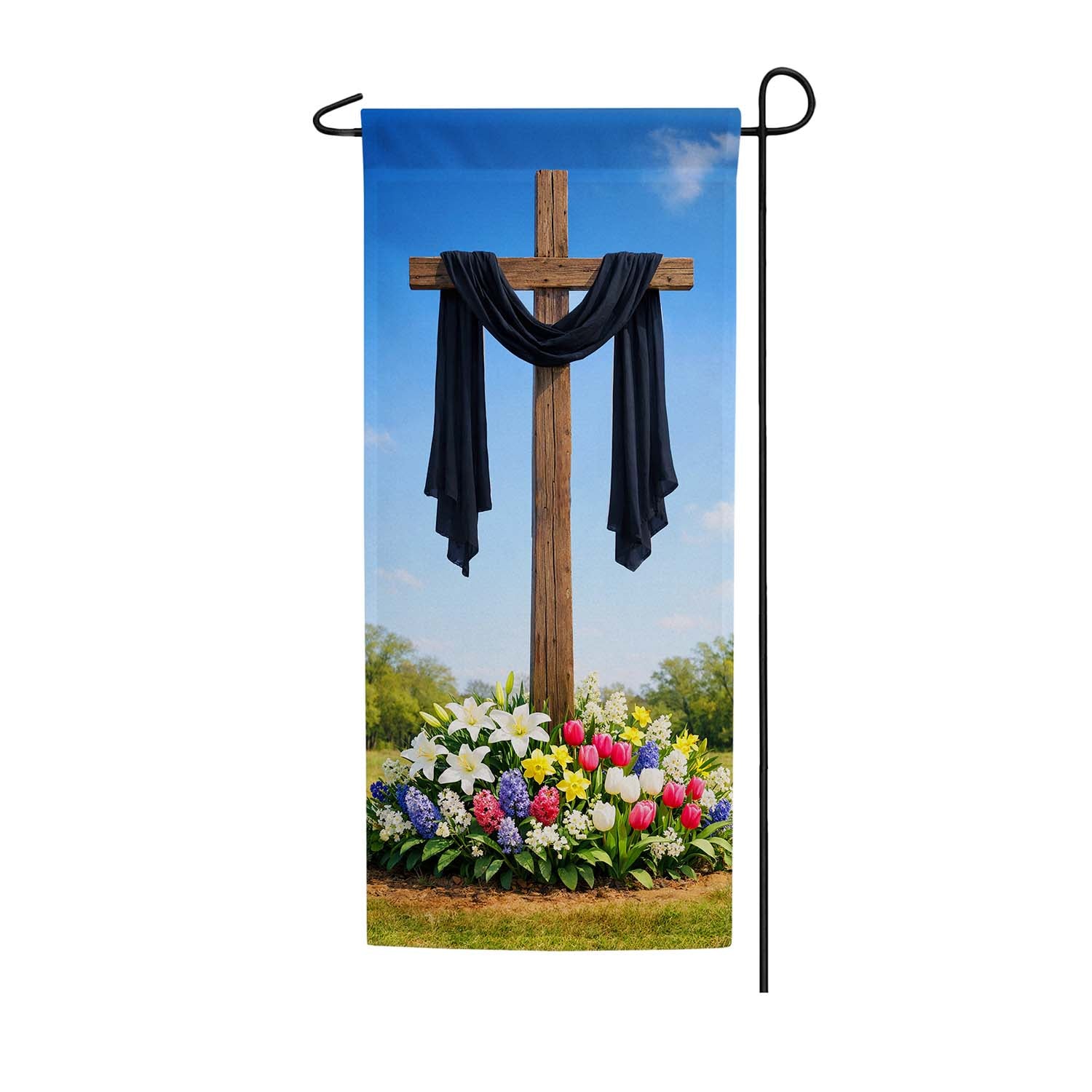 Good Friday Wooden Cross Garden Banner