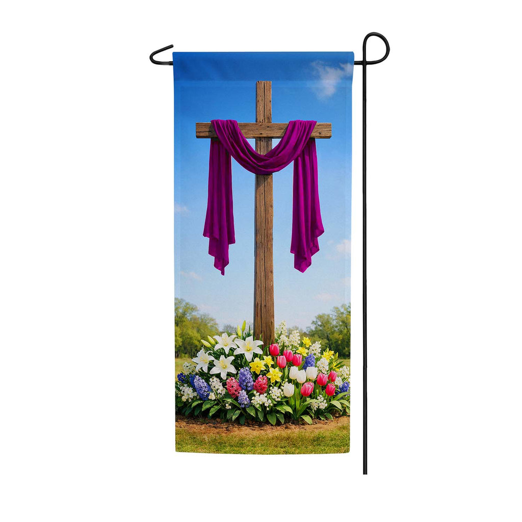 Easter Cross with Purple Sash Garden Banner