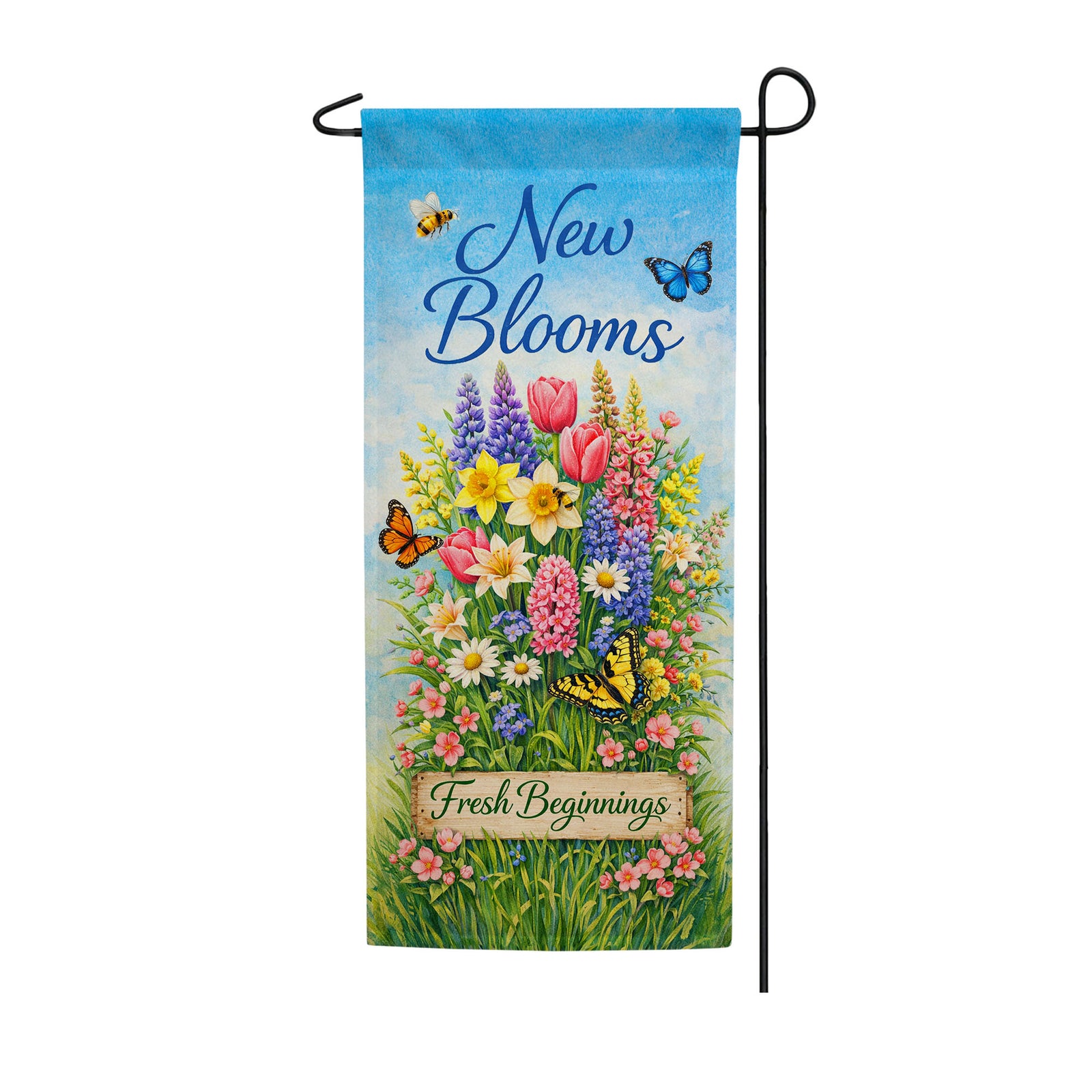 New Blooms Double Sided Banner Garden Flag 12.5" x 28"